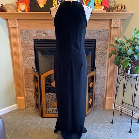 Bari Jay Black Slitted and Jeweled Gown Size Medium - Picture 3 of 7